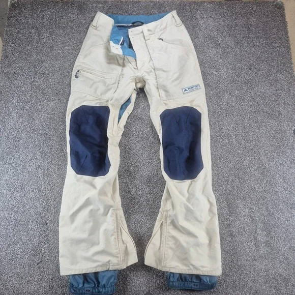 Burton Snowboard Pants Mens Small White Living Lining Reinforced Knees - Picture 1 of 14